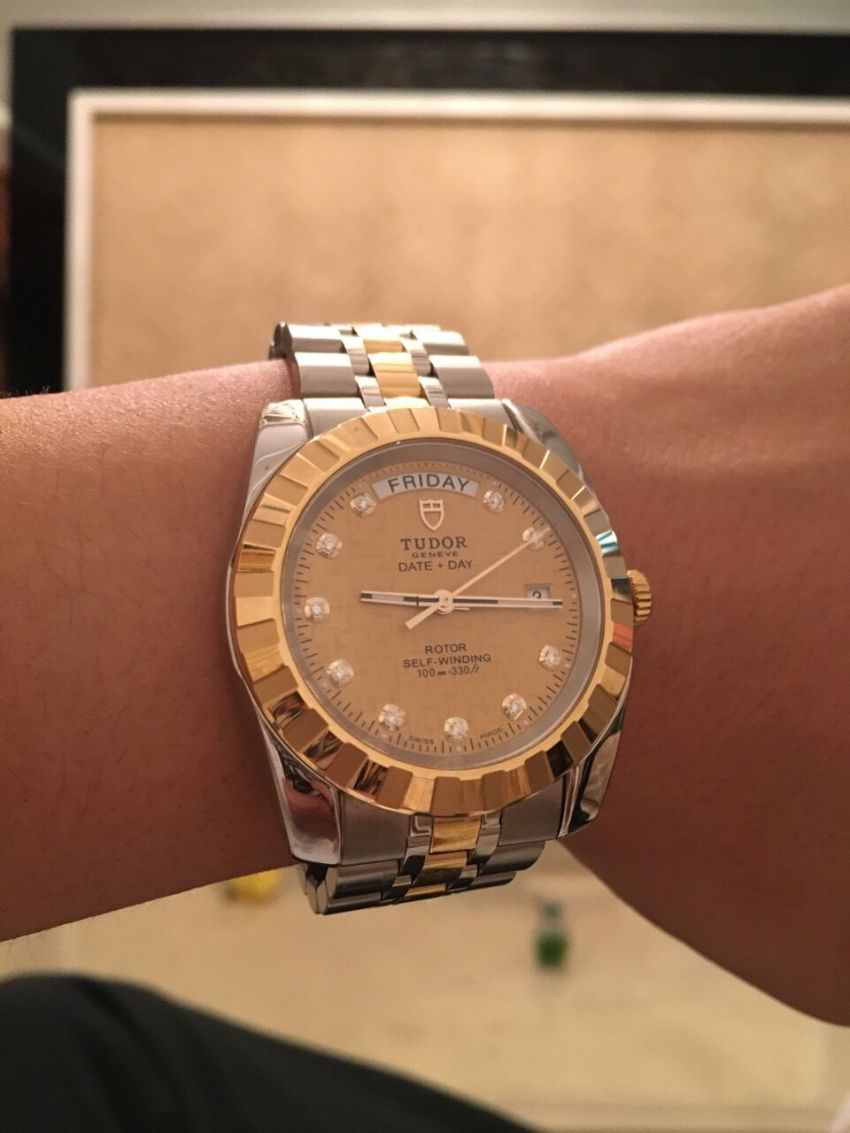 帝舵23013-62113(香槟色马赛克表面,10DI)手表【表友晒单作业】老婆说俗,...