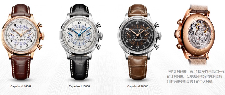 卡普蓝手表(腕表)名士Baume&Mercier Capeland系列飞返计时码表简介