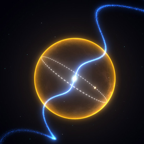 围绕脉冲星转动的碳行星想象图。（图片来自：discovery.com）