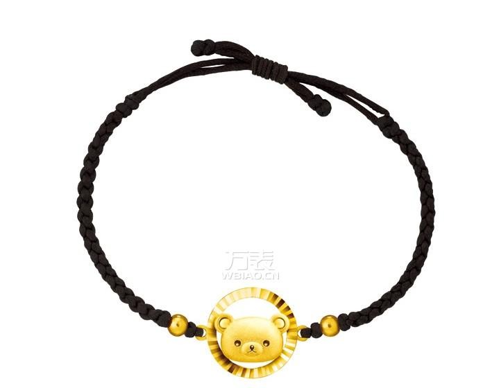 六福珠宝首饰Rilakkuma「轻松小熊」黄金手绳