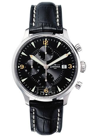 爱表人士之选的黑色简约手表：瑞士迪沃斯（DAVOSA）-Vigo Chronograph 系列 16147654 男士机械表