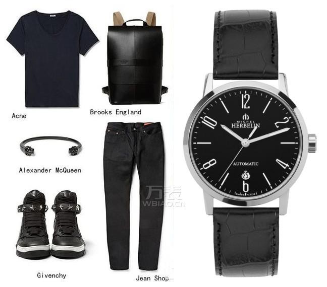 黑色系搭配+万表网赫柏林腕表之时尚酷男范