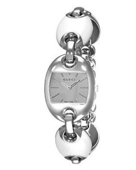 Gucci 古驰 女士MARINA CHAIN系列银色椭圆形陶瓷表带石英手表