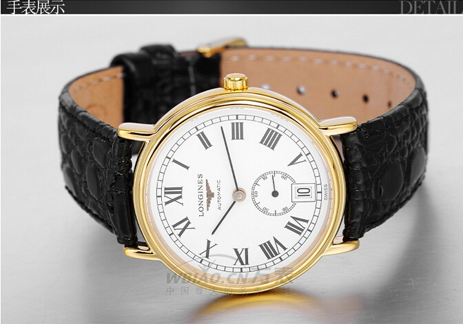 浪琴机械皮带手表，表款细腻设计更显优雅风格