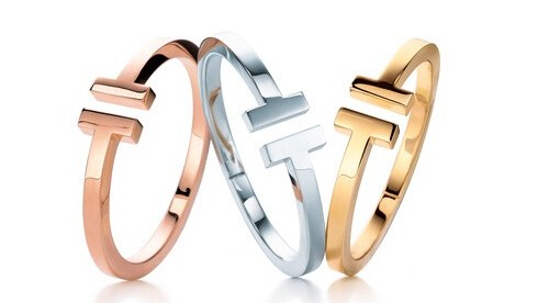 Tiffany&Co.T系列18k玫瑰金、铂金及黄金手镯