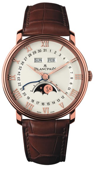 宝珀Villeret系列超薄日历显示腕表 商务正装的最佳选择