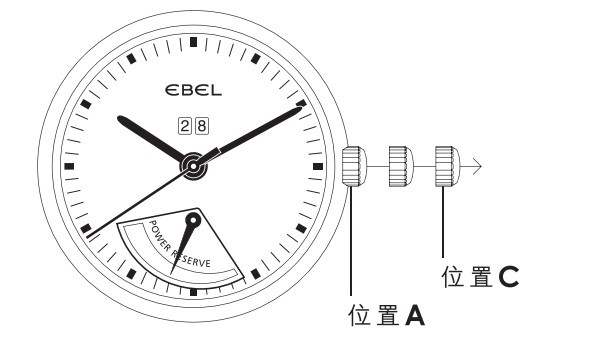 Ebel玉宝六角口径表上链方法、时间和日期设定方法