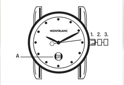 万宝龙侧影系列手表的时间、日期设置方法