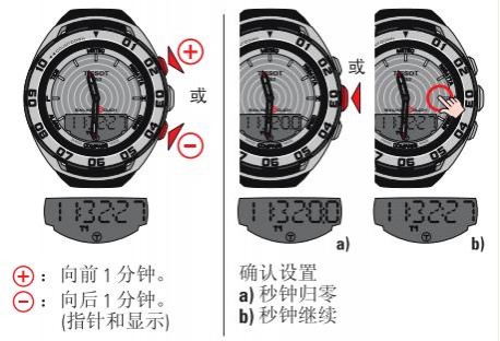 天梭航智系列Sailing Touch 腕表时间、日期设置方法