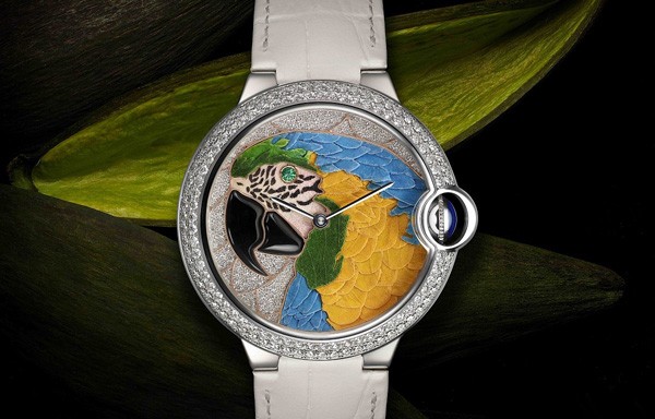 揭秘卡地亚鹦鹉花卉细工镶嵌腕表制作：精心唯美的工艺设计