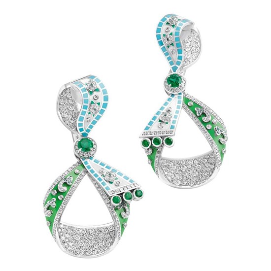 Fabergé earrings Summer in Provence高级珠宝系列钻石、绿宝石耳环