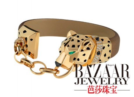 18K黄金镶圆钻、缟玛瑙、沙弗莱石手镯 from Cartier卡地亚Panthère de Cartier系列 RMB391,000
