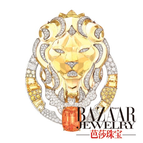 18K白金镶钻石、黄水晶胸针 from Chanel香奈儿Sous Le Signe Du Lion顶级珠宝系列