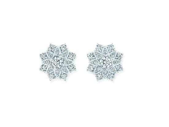 海瑞温斯顿芙蓉锦簇Lotus Cluster珠宝系列钻石耳钉