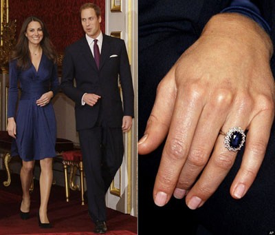 凯特·米德尔顿戴安娜王妃蓝宝石光环戒指