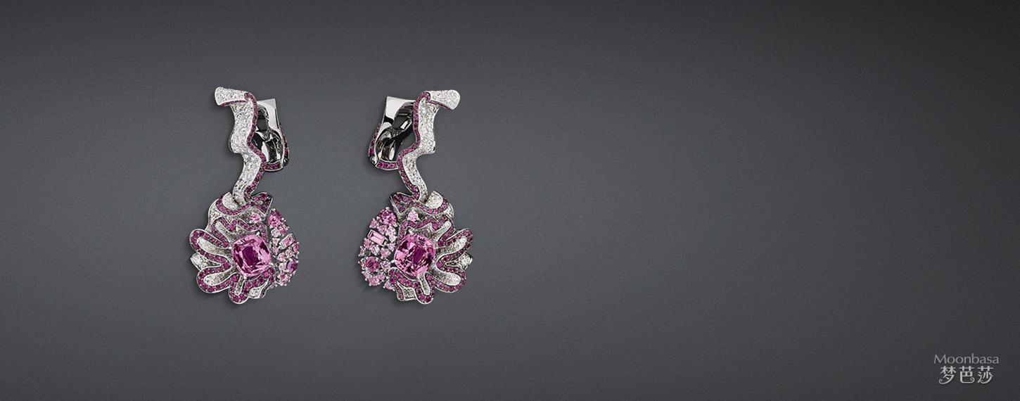 Fronce Saphir rose”白金耳环