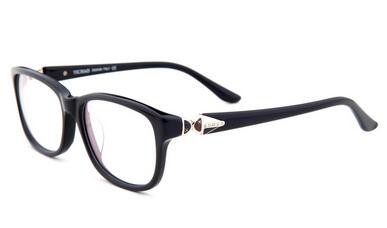 新品亿超女款时尚休闲板材全框近视框架眼镜V90026C1黑色