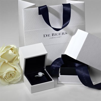 戴比尔斯新款CARESS订婚戒指包装盒